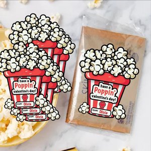 Popcorn Valentine Stickers, Class Valentines, Preschool Valentines, Coworker Valentine, Have a Poppin' Valentines Day, School Valentines