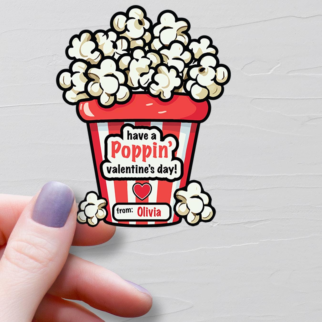 Popcorn Valentine Stickers, Class Valentines, Preschool Valentines, Coworker Valentine, Have a Poppin' Valentines Day, School Valentines