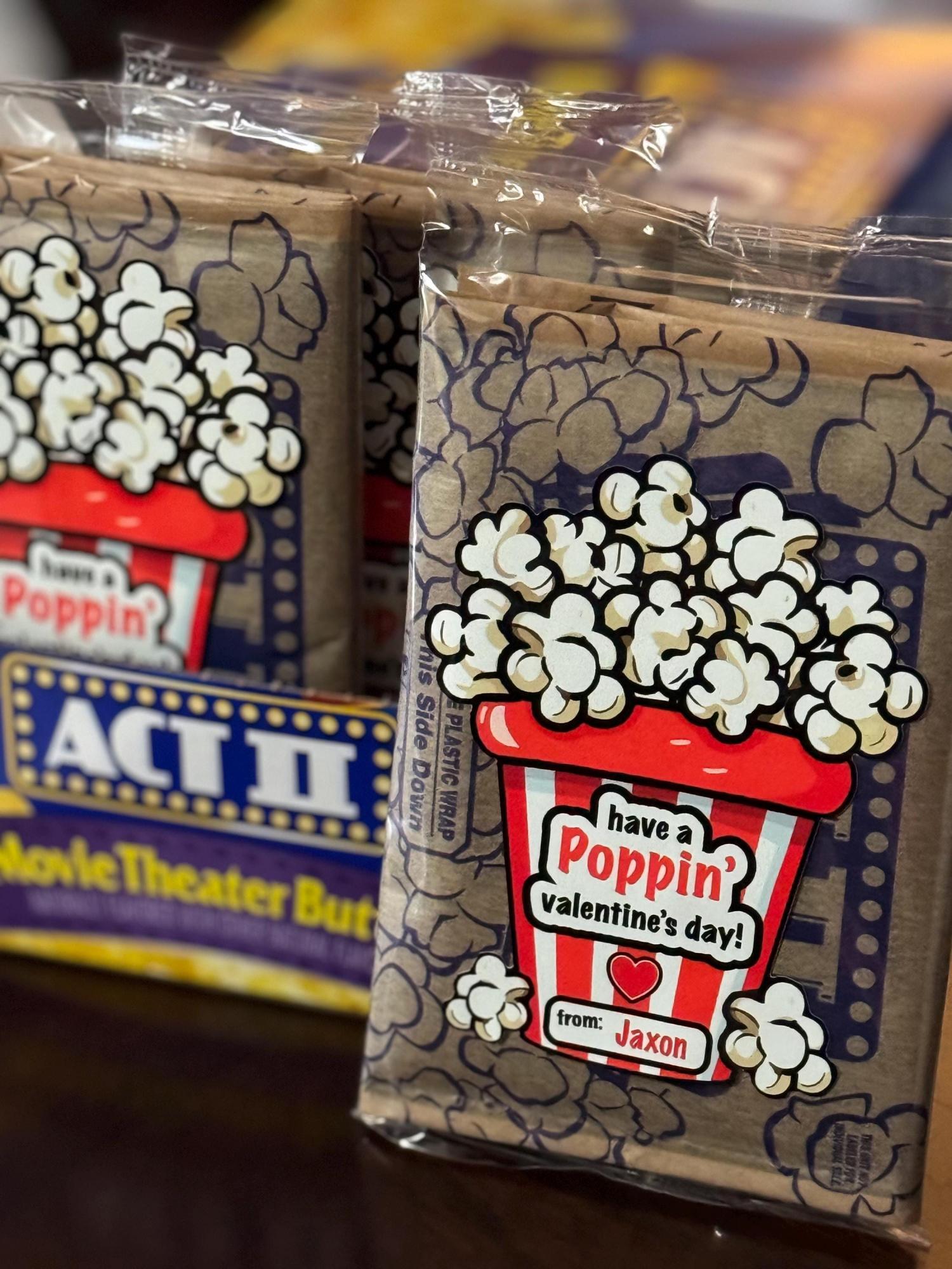 Popcorn Valentine Stickers, Class Valentines, Preschool Valentines, Coworker Valentine, Have a Poppin' Valentines Day, School Valentines