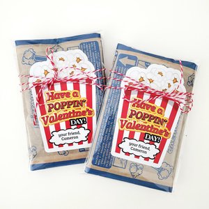 Personalized Popcorn Valentine's Day Stickers: School Valentine Labels