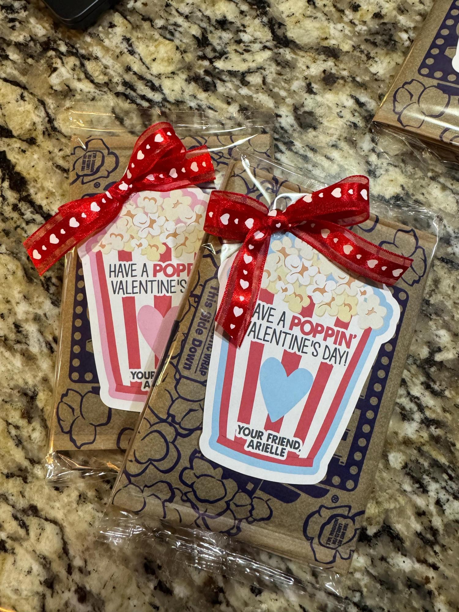 Kids Valentines Popcorn Stickers, Cute Kids Poppin' Valentine's Day, School Class Party Favor Treat, Boys, Girls, Preschool Valentine Card