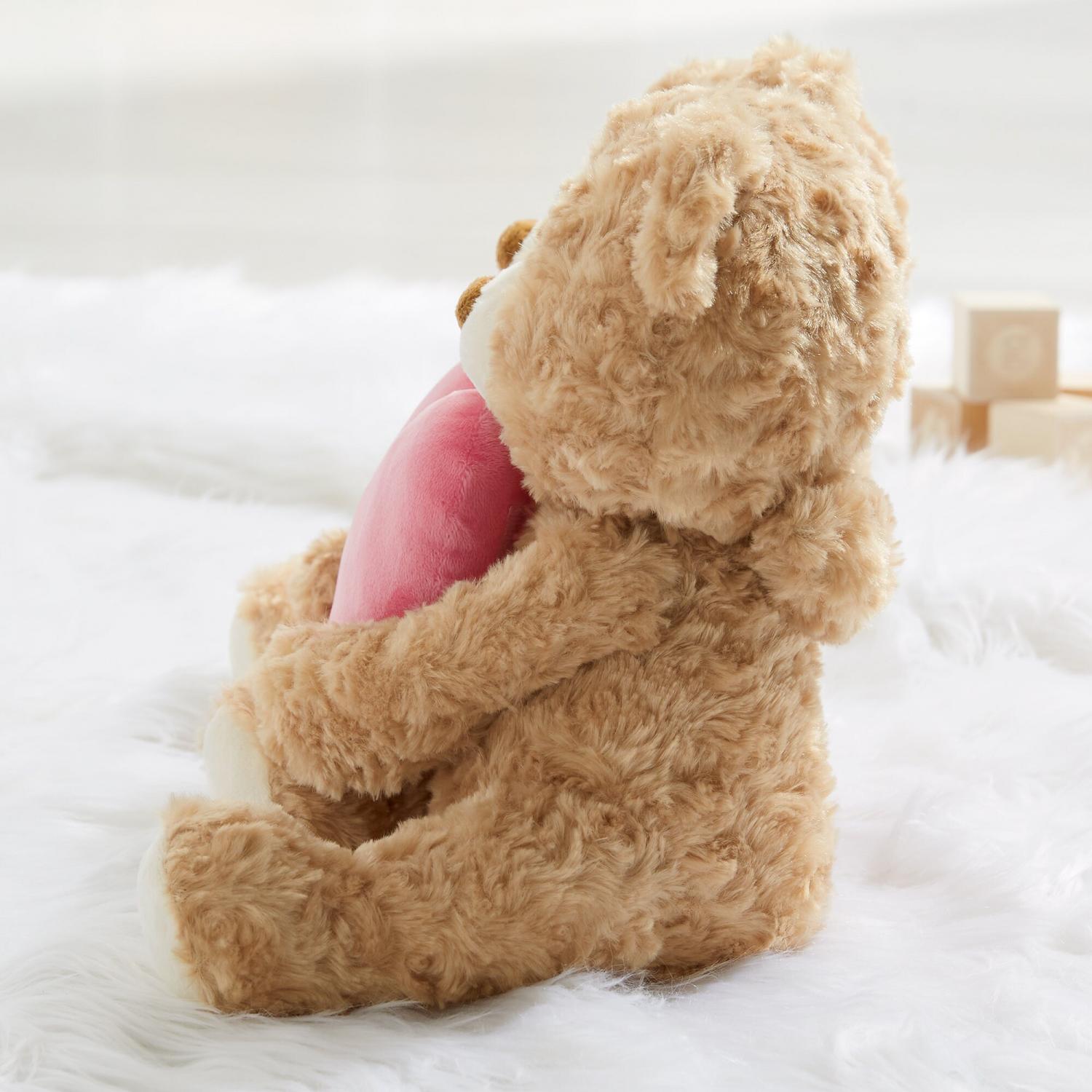 My Valentine Personalized Hugging Bear Plush Pink Heart, Personalized Valentines Day Teddy, Gift for Her, Girlfriend Gift, Custom Teddy Bear