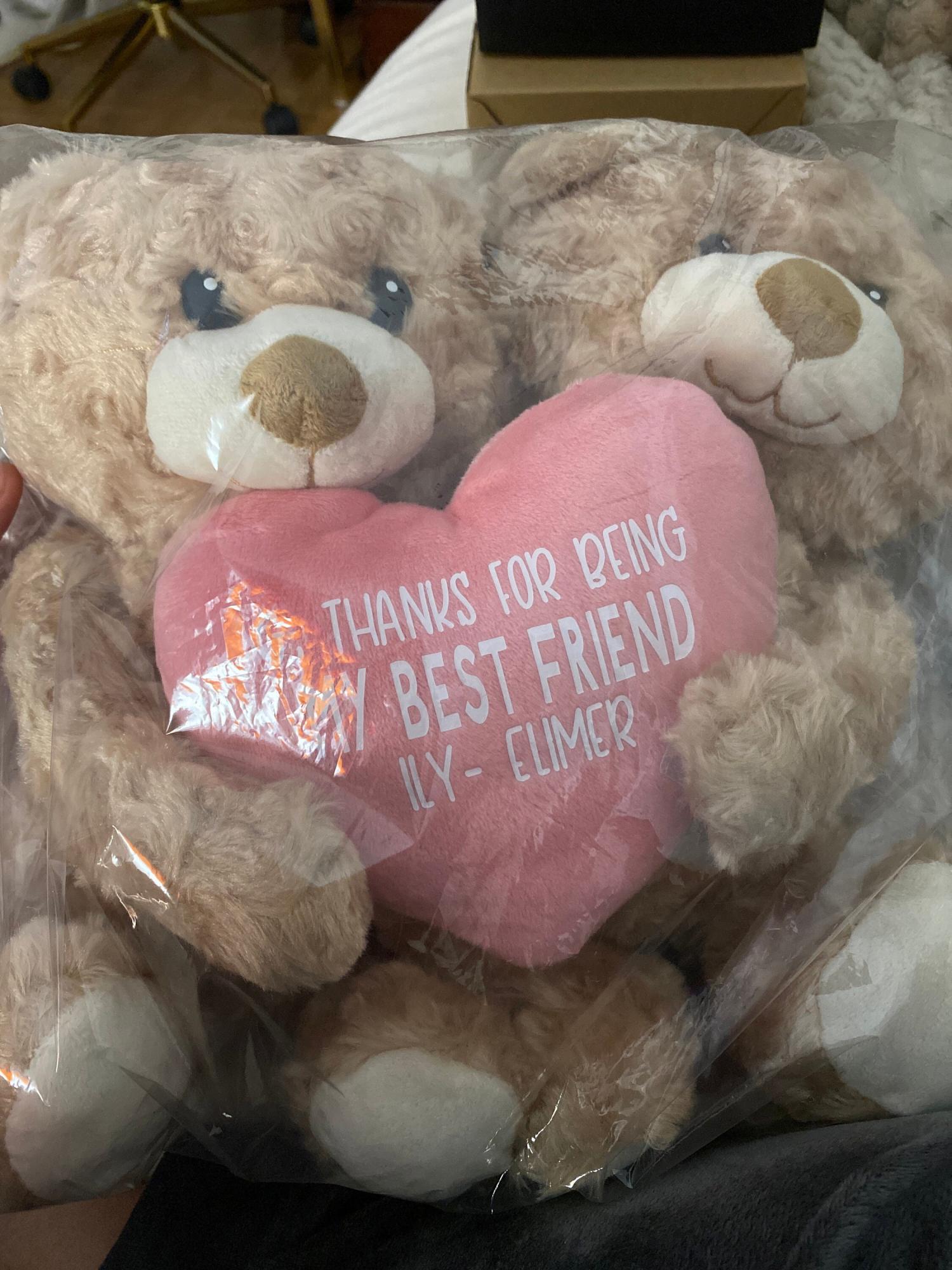 My Valentine Personalized Hugging Bear Plush Pink Heart, Personalized Valentines Day Teddy, Gift for Her, Girlfriend Gift, Custom Teddy Bear