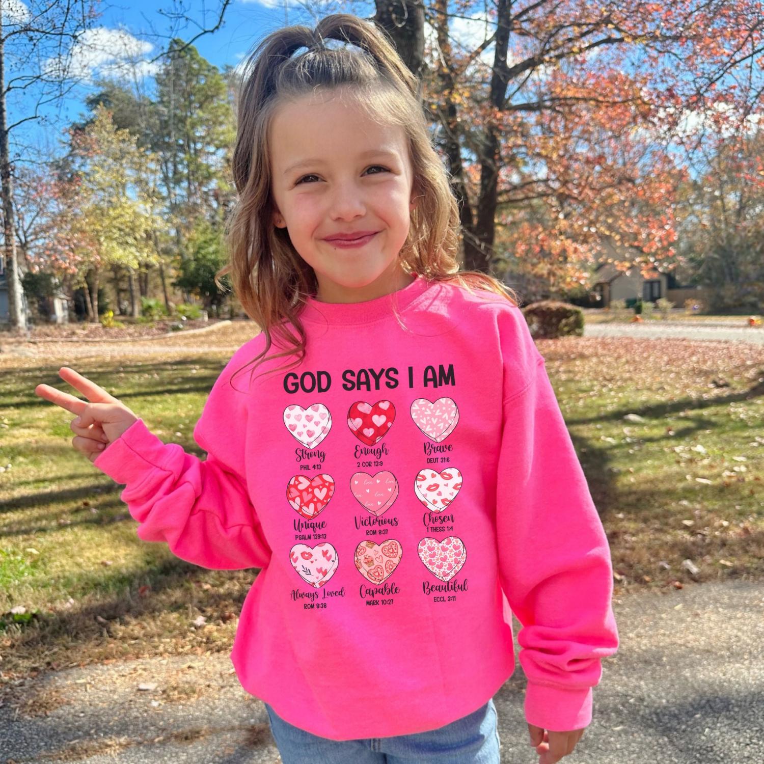 Valentines Day Shirt, For Girls, Christian Sweatshirt, Heart  Shirt, Valentine's Day Gift For Girl