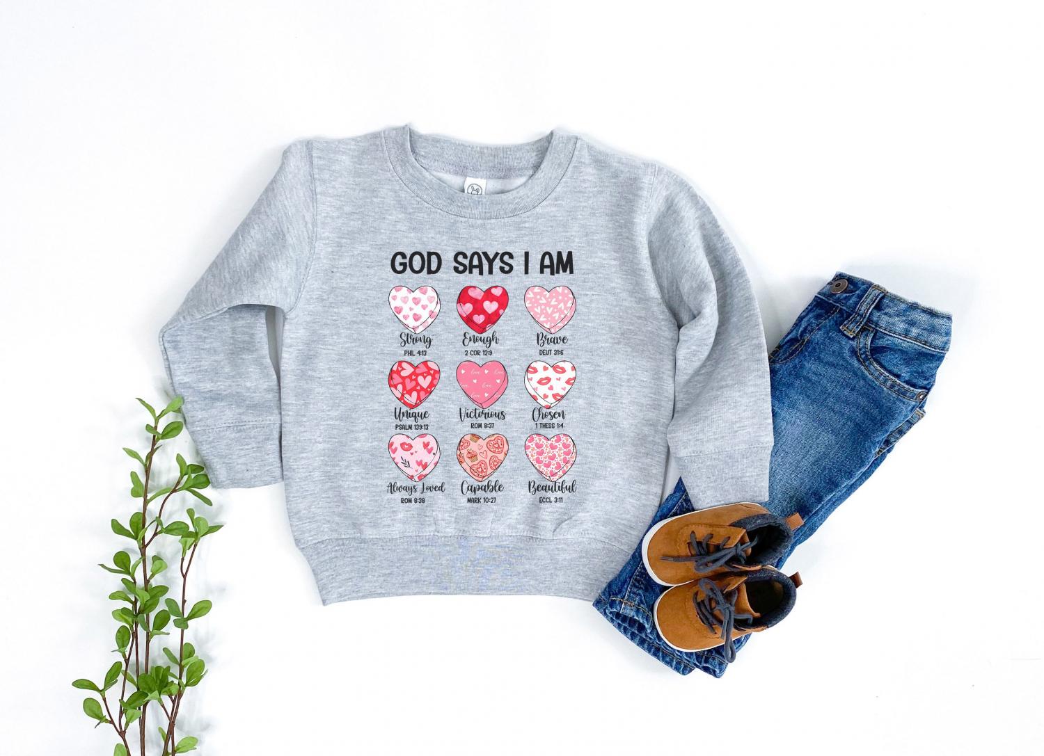 Valentines Day Shirt, For Girls, Christian Sweatshirt, Heart  Shirt, Valentine's Day Gift For Girl