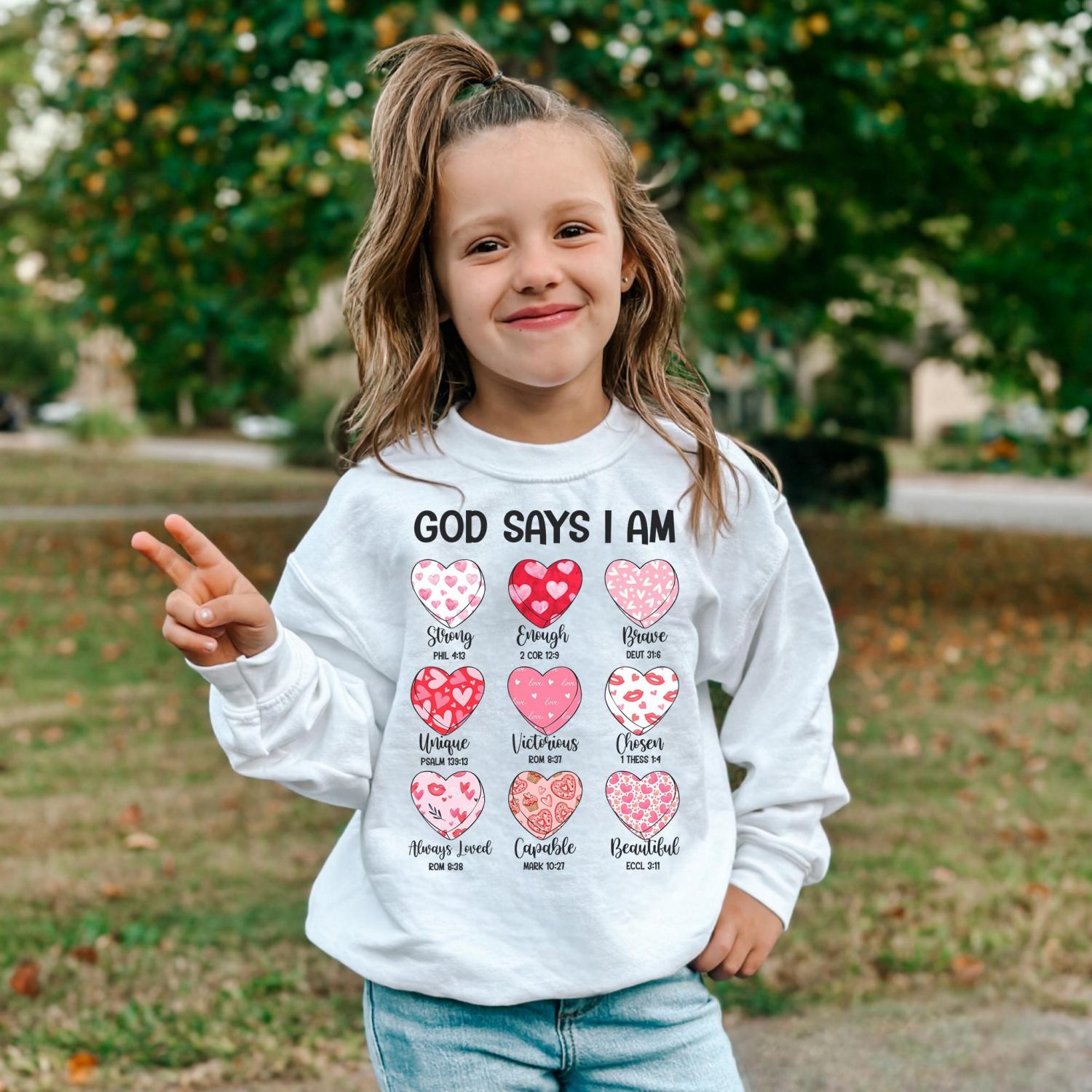 Valentines Day Shirt, For Girls, Christian Sweatshirt, Heart  Shirt, Valentine's Day Gift For Girl