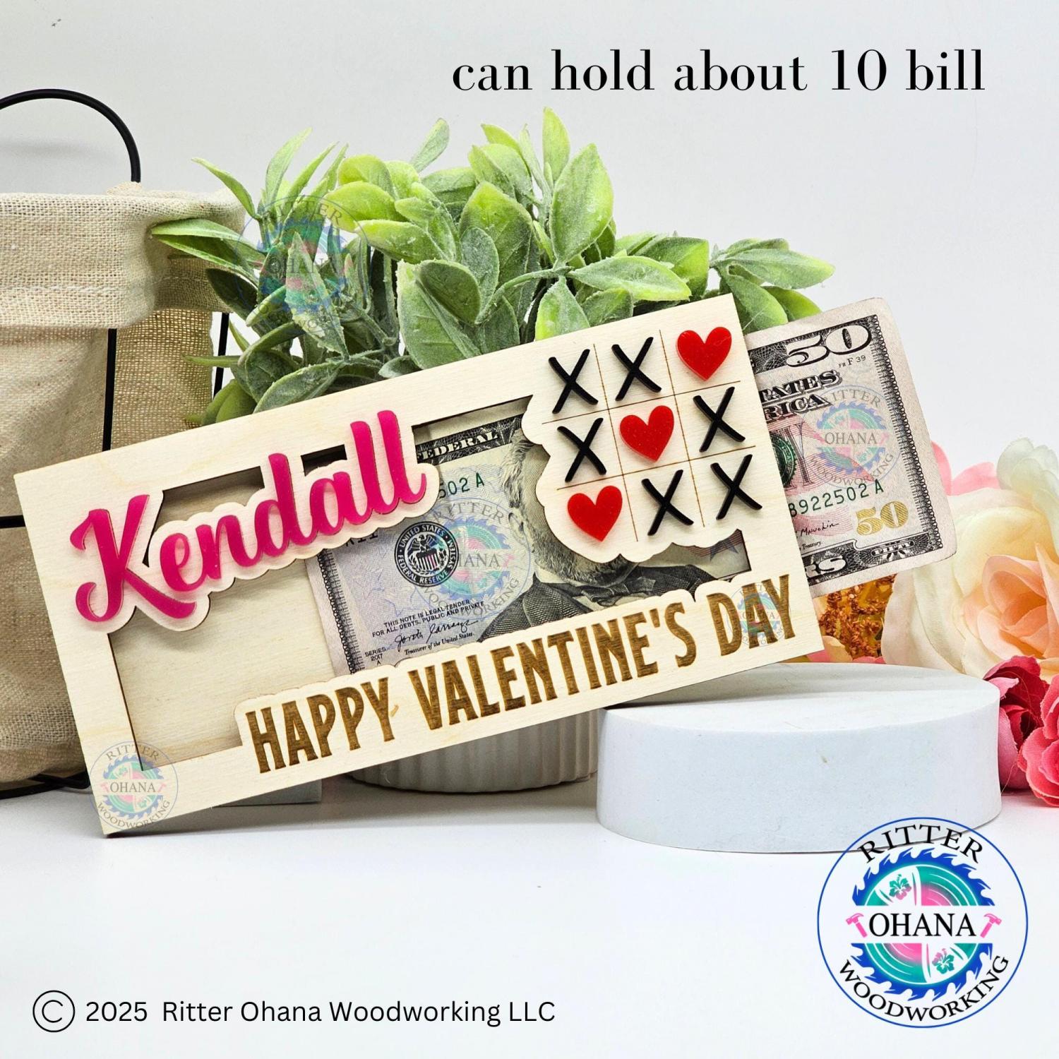 Valentine Money Holder, Personalized Valentine Gift for mom, Valentine's Day Money Gift Idea, Valentines Day Card, Valentines Gift for teens