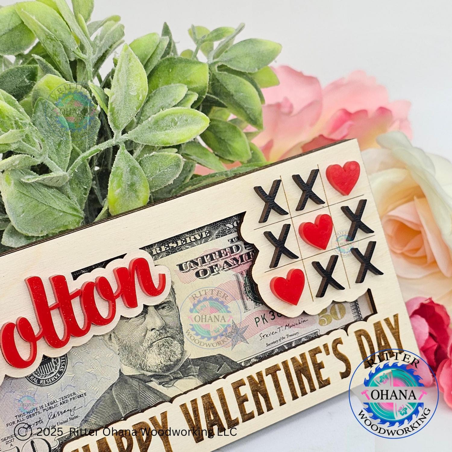 Valentine Money Holder, Personalized Valentine Gift for mom, Valentine's Day Money Gift Idea, Valentines Day Card, Valentines Gift for teens