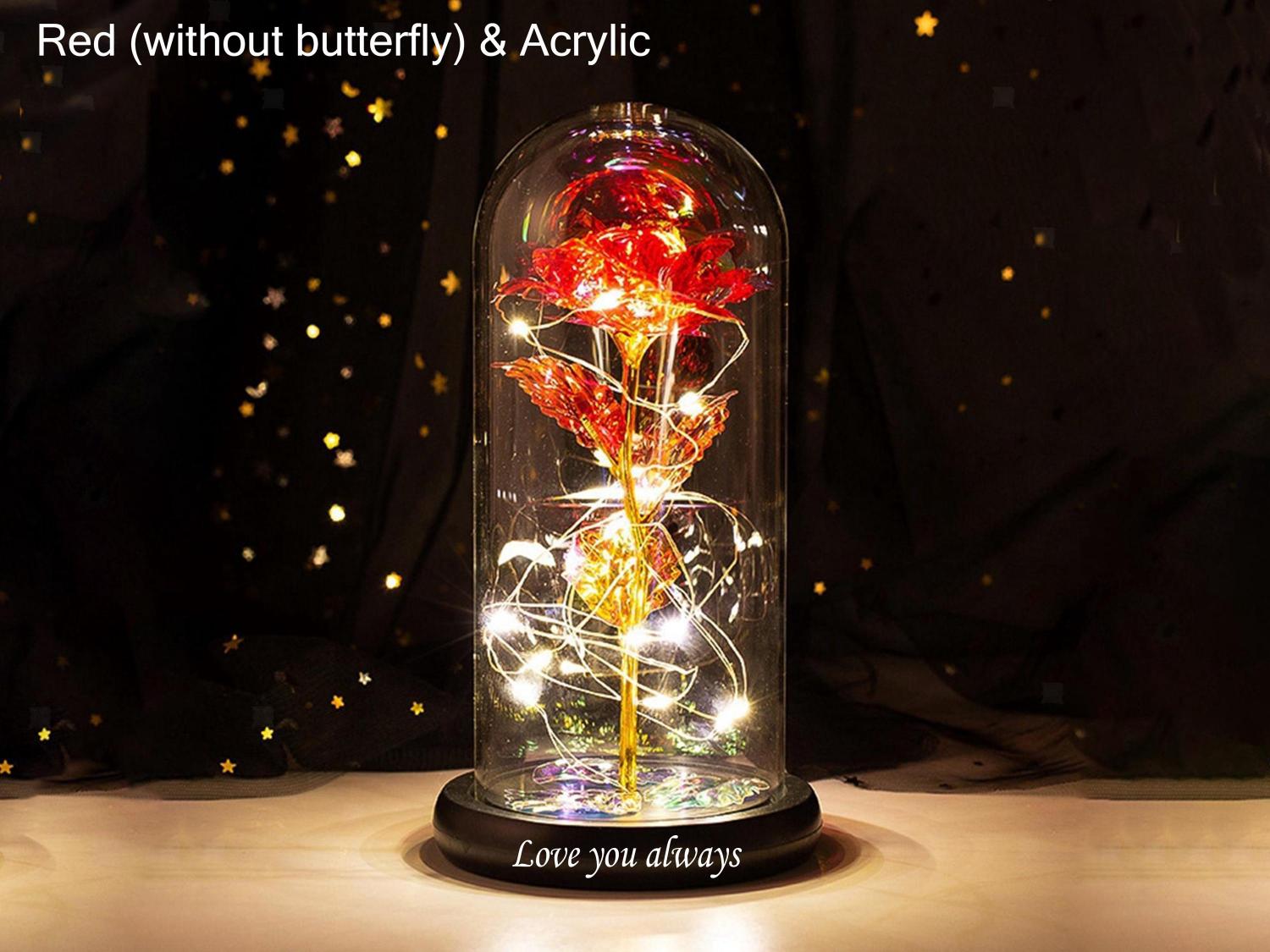 Personalized Galaxy Rose in Glass Dome with LED Light, Eternal Love, Preserved Rose, Gift for Girlfriend, Valentine's Day, Anniversary Gifts