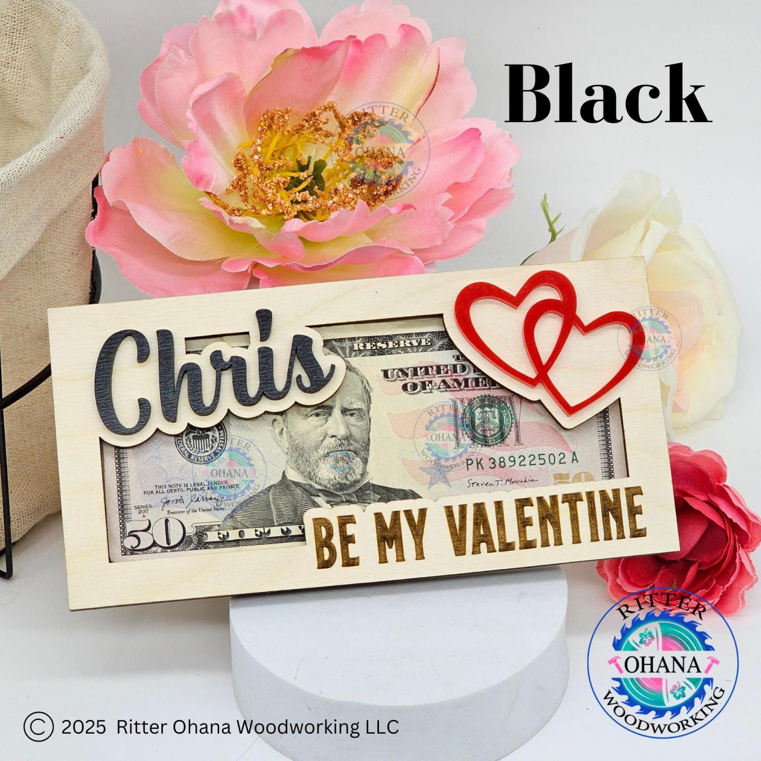 Valentine Money Holder, Personalized Valentine Gift, Valentine's Day Money Gift Idea, Be My Valentine Gift, Valentines Gift for teens,