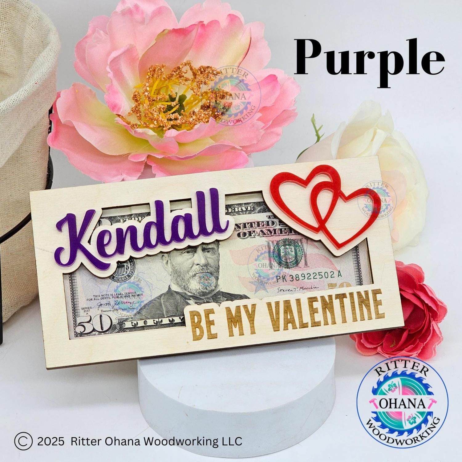 Valentine Money Holder, Personalized Valentine Gift, Valentine's Day Money Gift Idea, Be My Valentine Gift, Valentines Gift for teens,