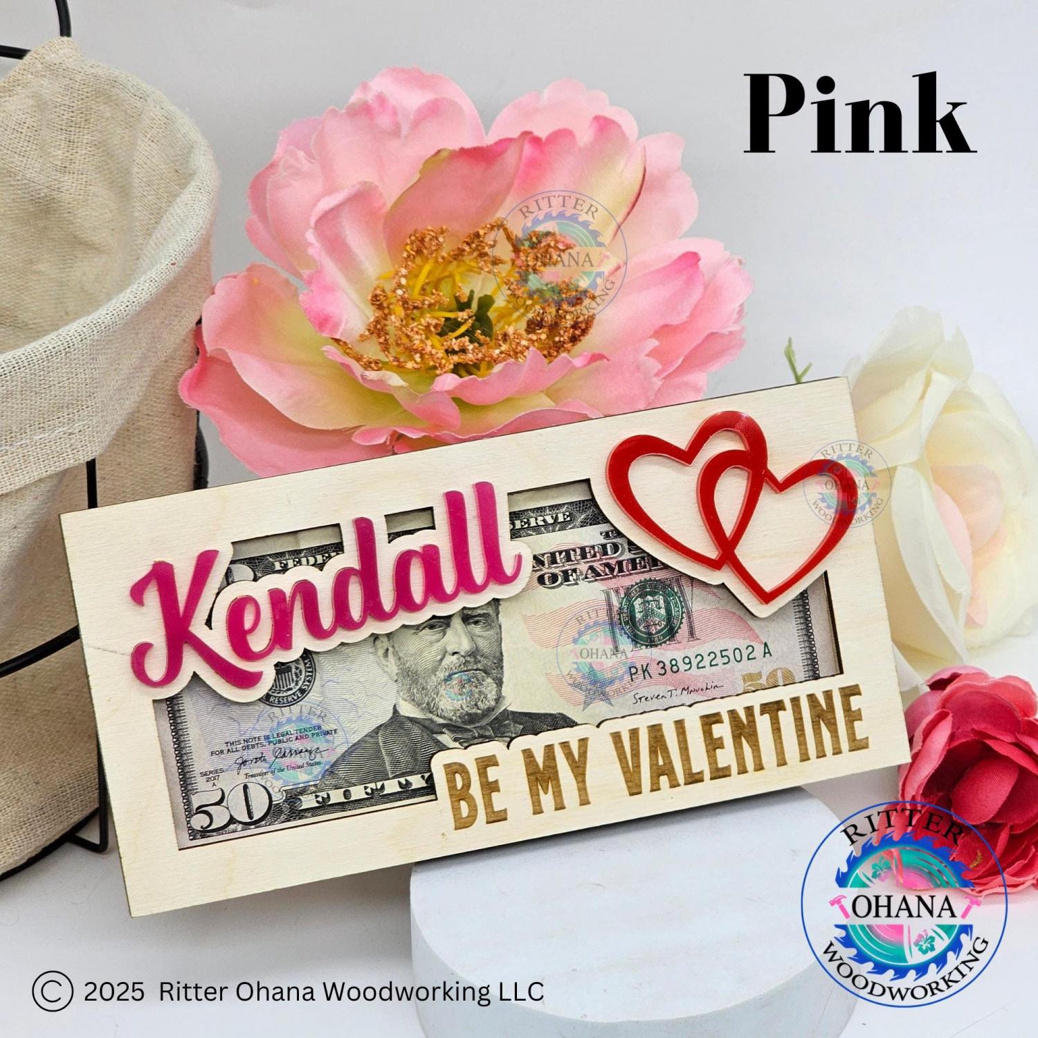 Valentine Money Holder, Personalized Valentine Gift, Valentine's Day Money Gift Idea, Be My Valentine Gift, Valentines Gift for teens,