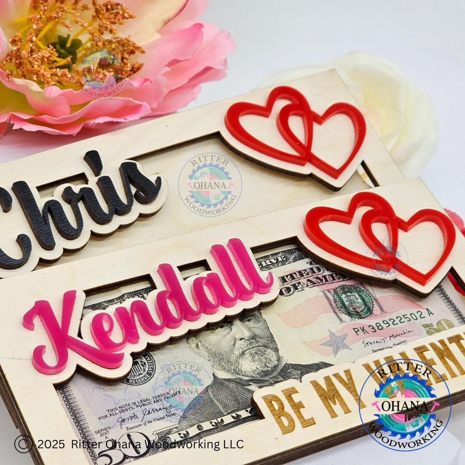 Valentine Money Holder, Personalized Valentine Gift, Valentine's Day Money Gift Idea, Be My Valentine Gift, Valentines Gift for teens,