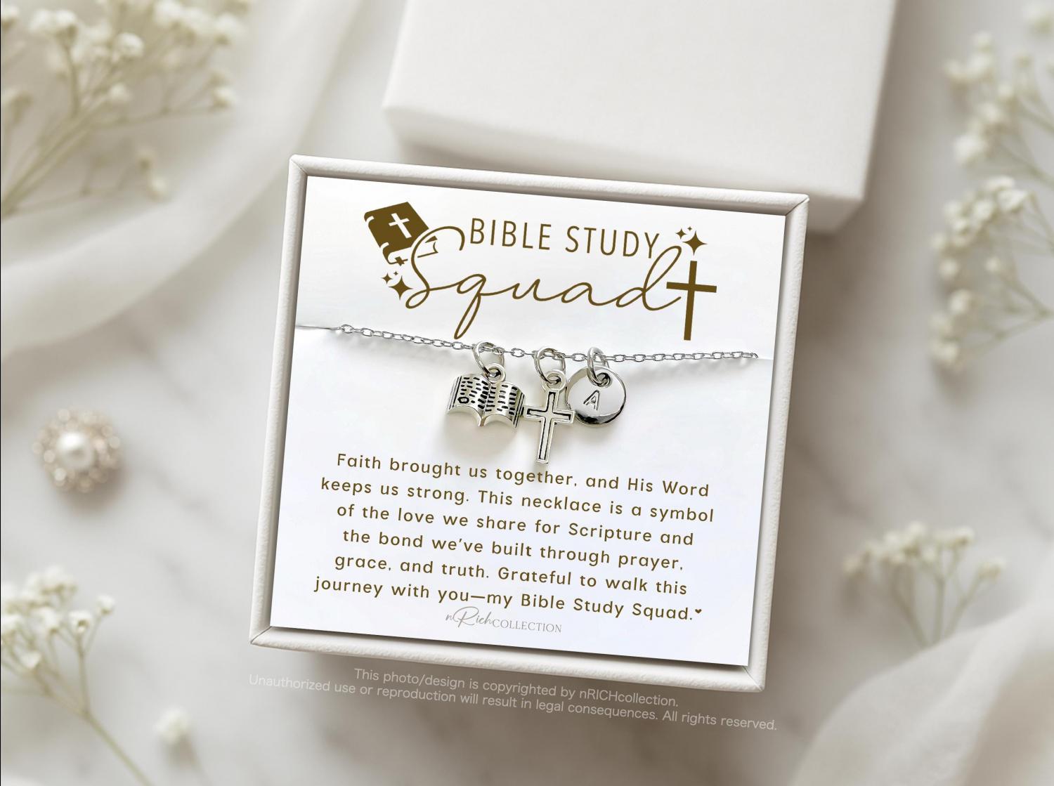 Bible Study Necklace Gift, Christian Gift for Women, Bible Charm Jewelry, Prayer Group Gift, Faith Necklace, Religious Gift for Her