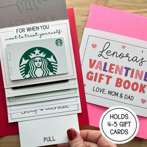 Valentine's Day Waterfall Gift Card Holder, Handmade Cash Money Book, Personalized Valentine Gift for Teens (Holds 4-5 Gift Cards)