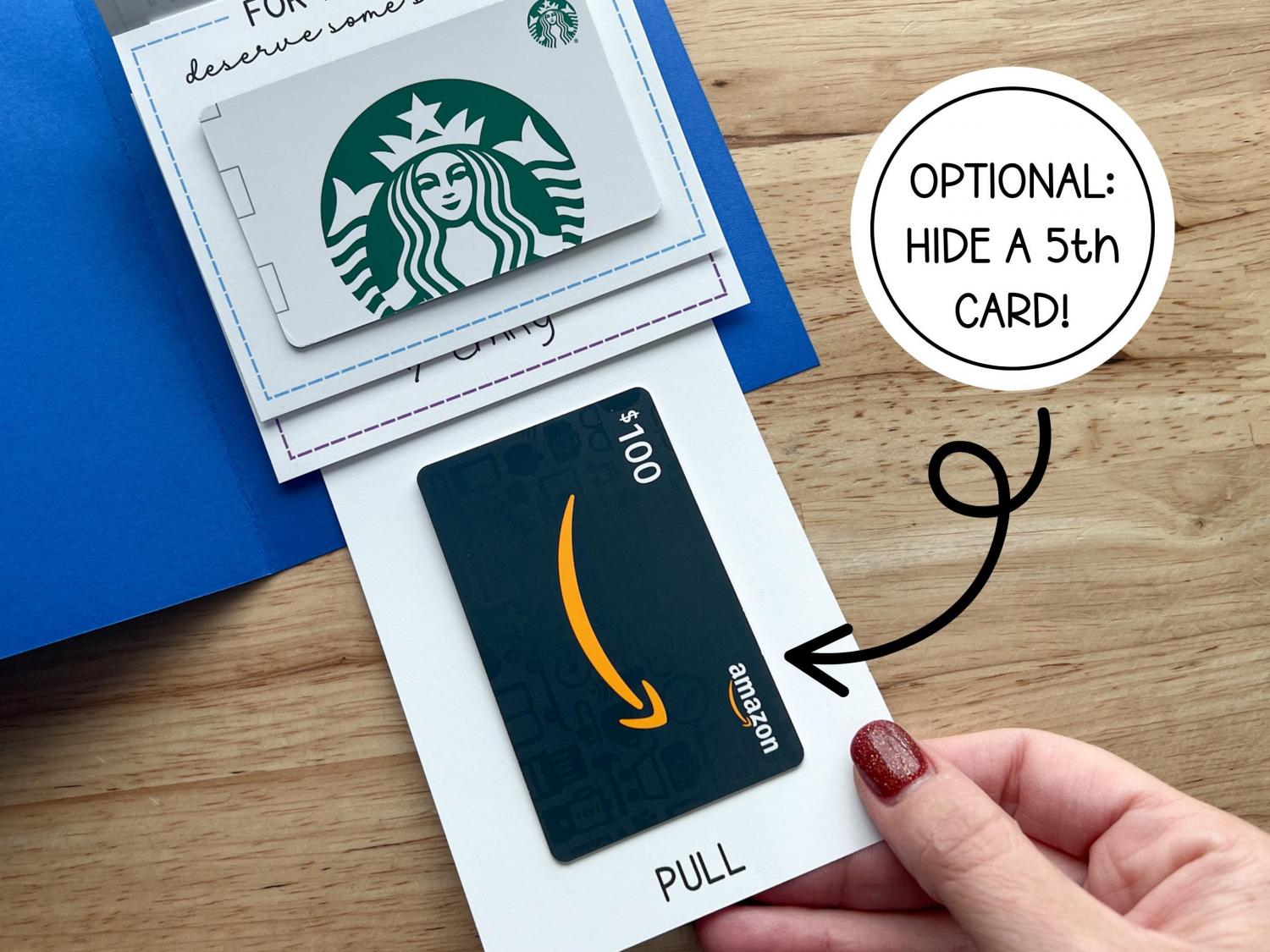 Valentine's Day Waterfall Gift Card Holder, Handmade Cash Money Book, Personalized Valentine Gift for Teens (Holds 4-5 Gift Cards)