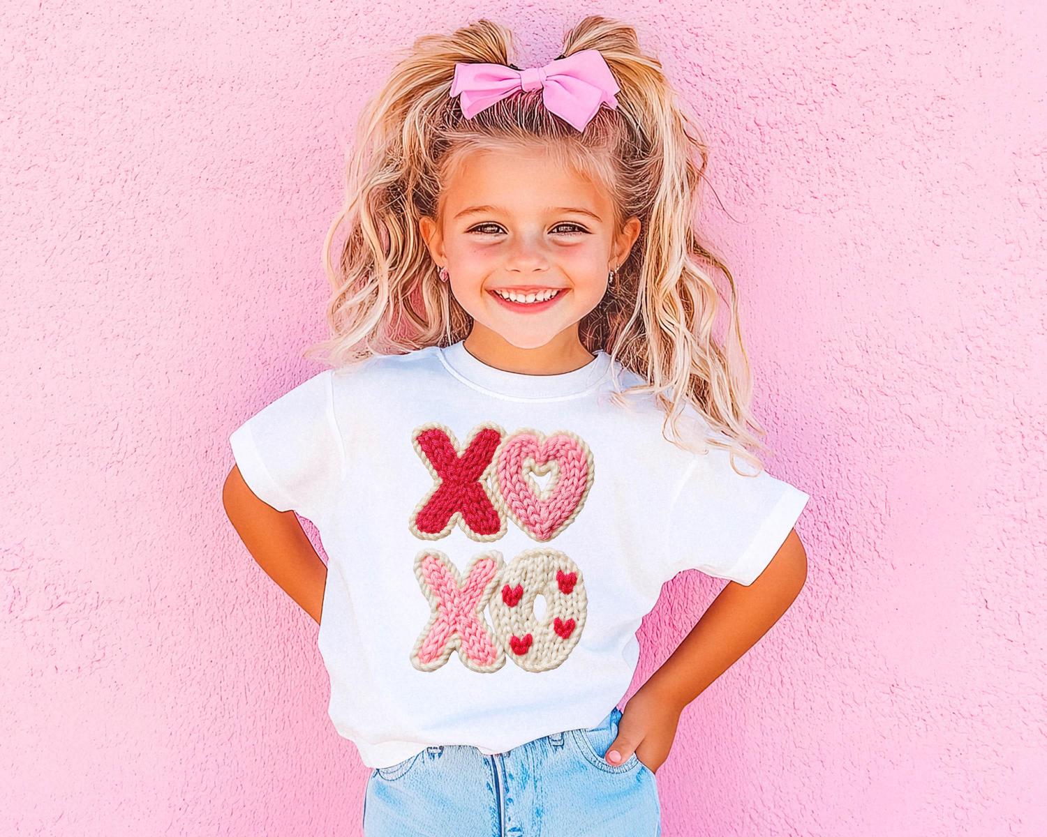 Valentine Shirt • Girls Heart Sweatshirt • Cute Toddler Valentine Outfit • Girl Valentine’s Day Shirt • Knit Look XO Graphic