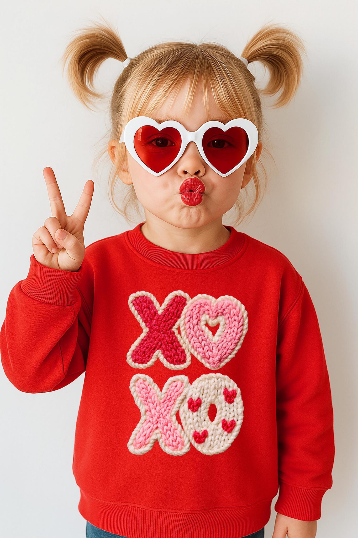 Valentine Shirt • Girls Heart Sweatshirt • Cute Toddler Valentine Outfit • Girl Valentine’s Day Shirt • Knit Look XO Graphic
