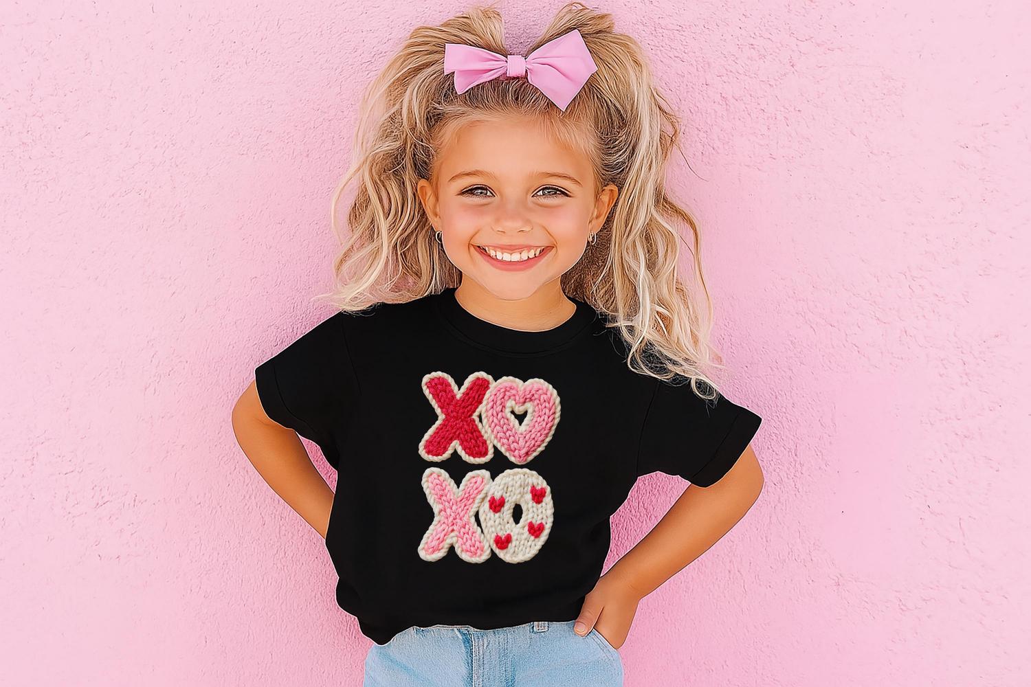 Valentine Shirt • Girls Heart Sweatshirt • Cute Toddler Valentine Outfit • Girl Valentine’s Day Shirt • Knit Look XO Graphic