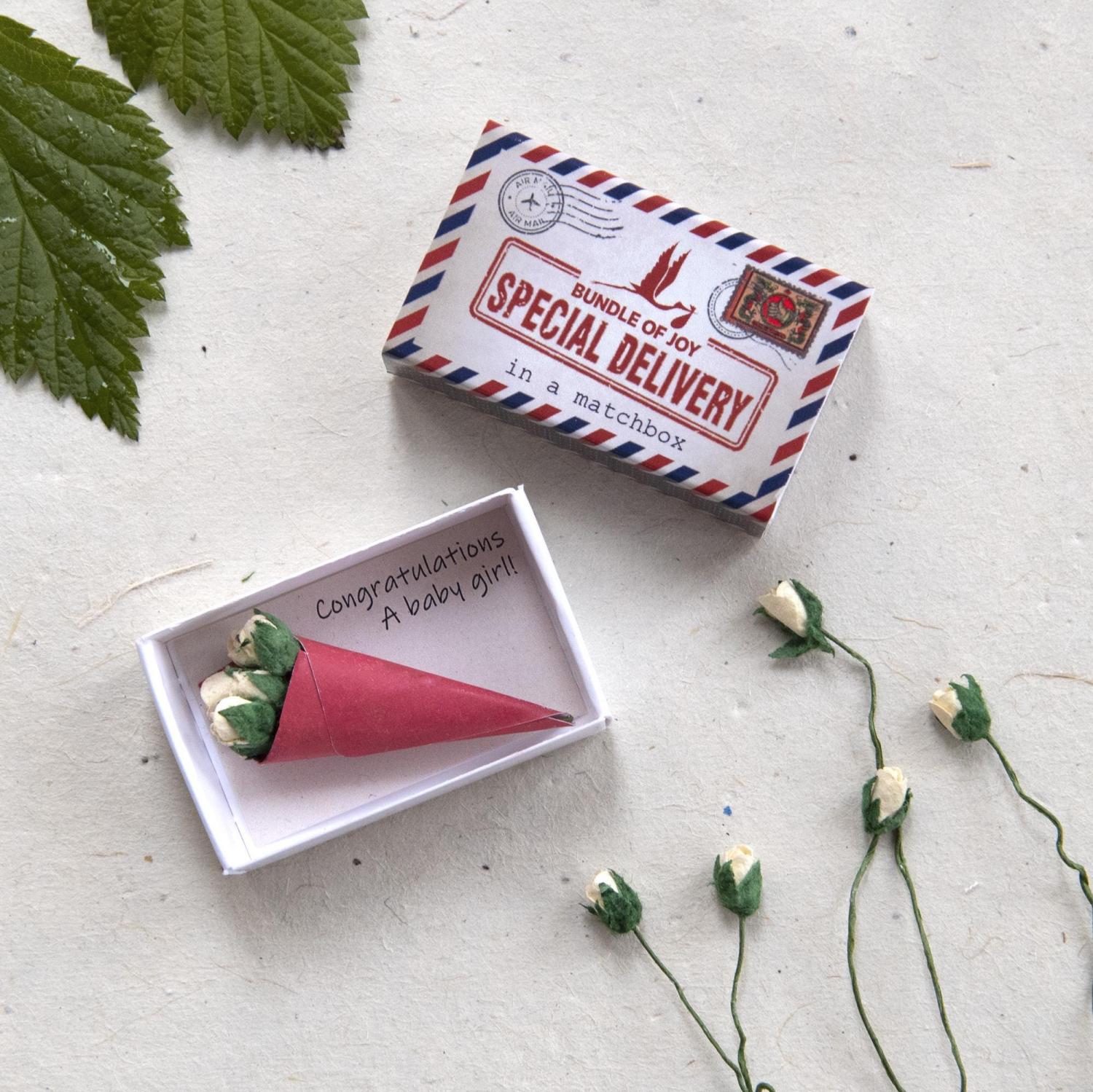 Special delivery A Dozen Red Paper Roses Miniature Bouquet In A Matchbox, Valentines Gift For Her, Alternative Valentines Card, Love Token,