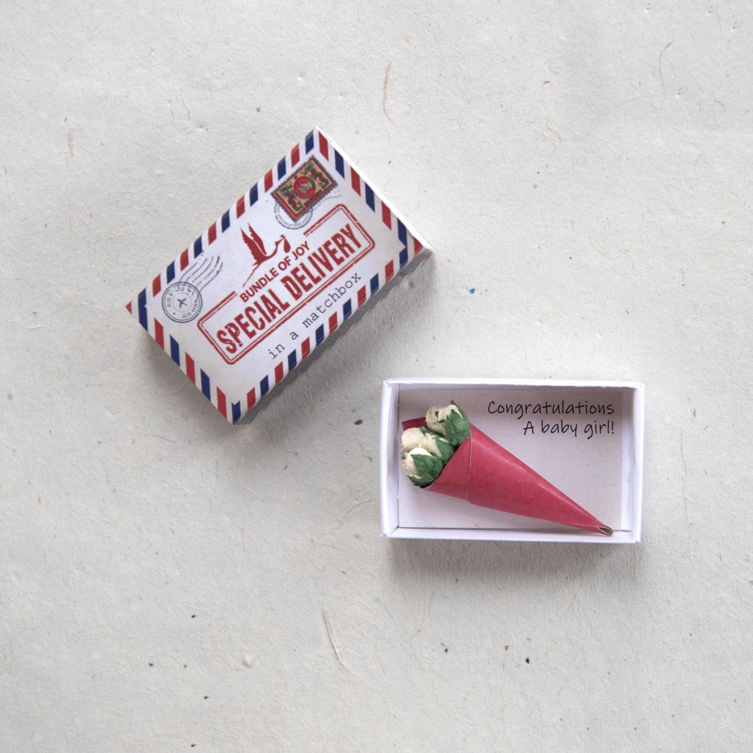 Special delivery A Dozen Red Paper Roses Miniature Bouquet In A Matchbox, Valentines Gift For Her, Alternative Valentines Card, Love Token,