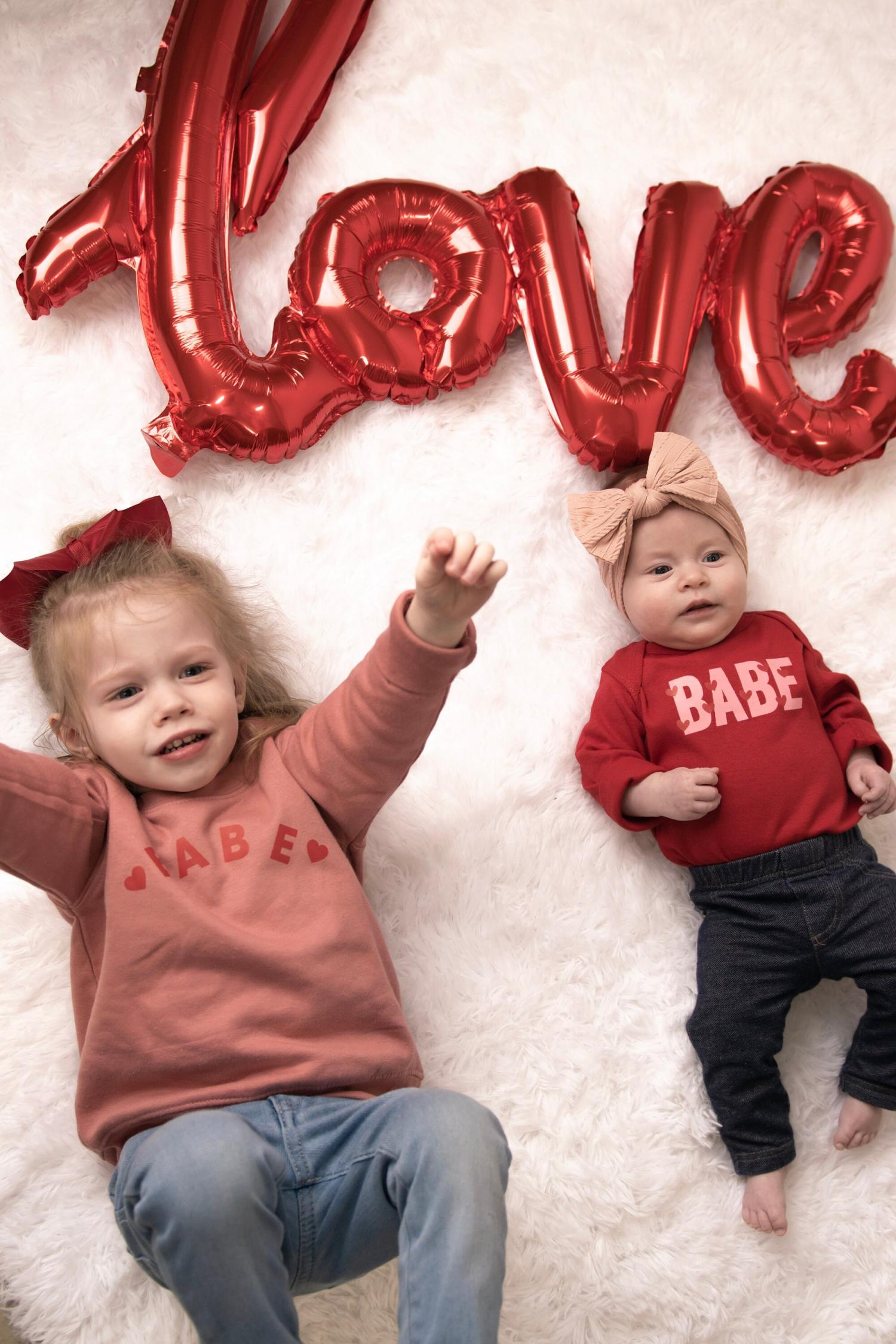 Babe (Two Hearts) - Child Sweater | Love My Mama | Valentine Sweater for Kids | Kids Valentine Shirt | Valentine Graphic Tee | Be Mine |