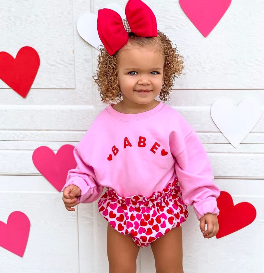 Babe (Two Hearts) - Child Sweater | Love My Mama | Valentine Sweater for Kids | Kids Valentine Shirt | Valentine Graphic Tee | Be Mine |