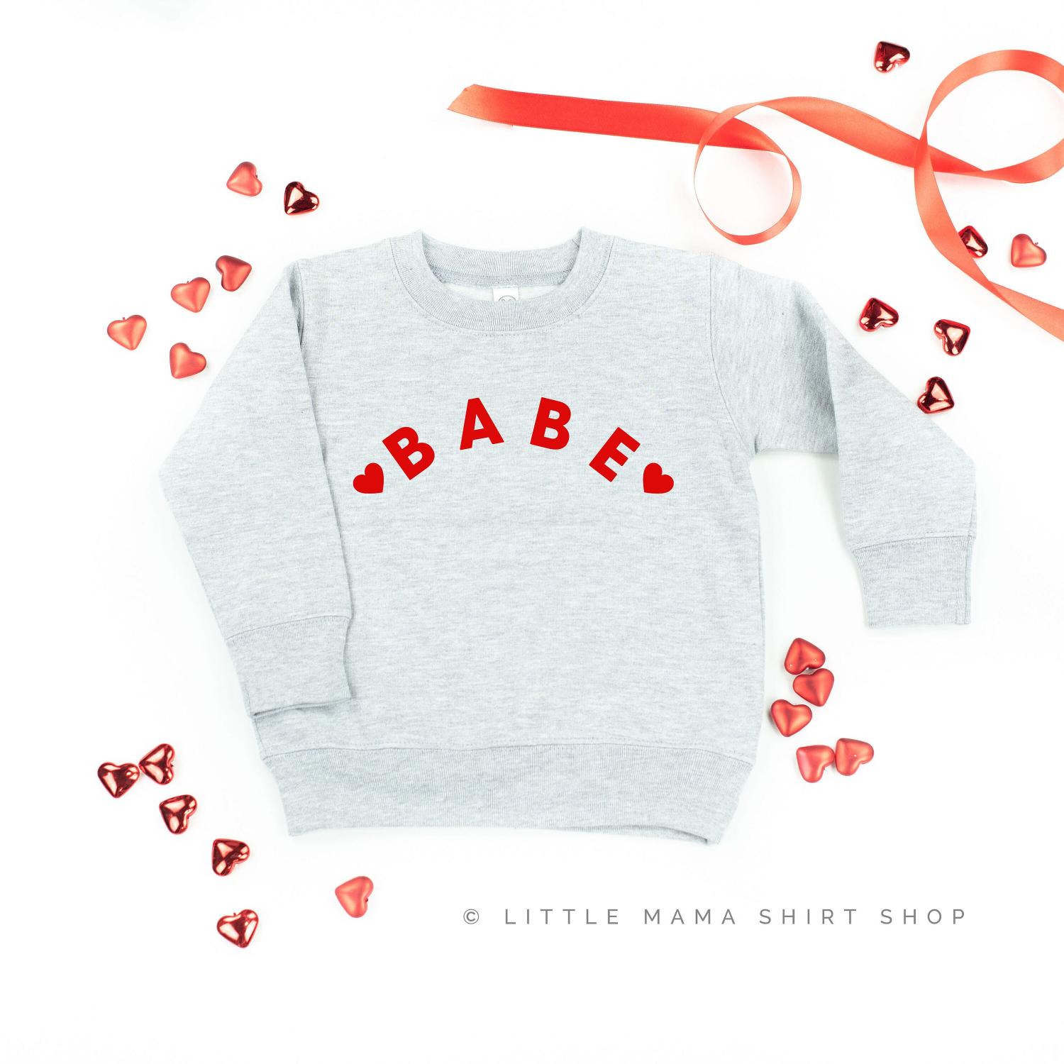 Babe (Two Hearts) - Child Sweater | Love My Mama | Valentine Sweater for Kids | Kids Valentine Shirt | Valentine Graphic Tee | Be Mine |