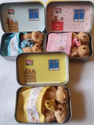 Teddy family mini tin,tiny teddy family,all inclusive family,choose mummy bear,daddy bear,him her teddy,gender neutral,keepsake gift