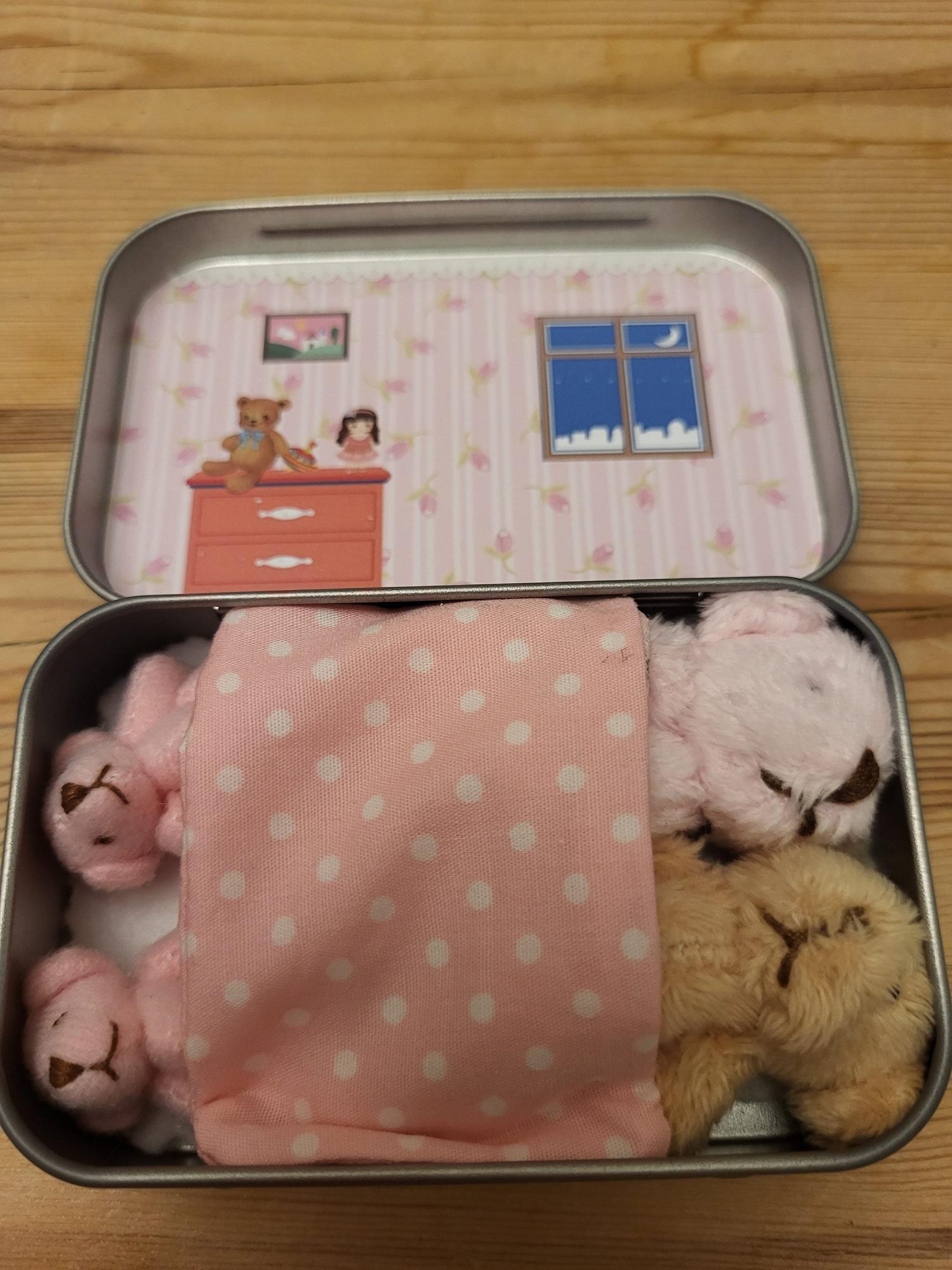 Teddy family mini tin,tiny teddy family,all inclusive family,choose mummy bear,daddy bear,him her teddy,gender neutral,keepsake gift
