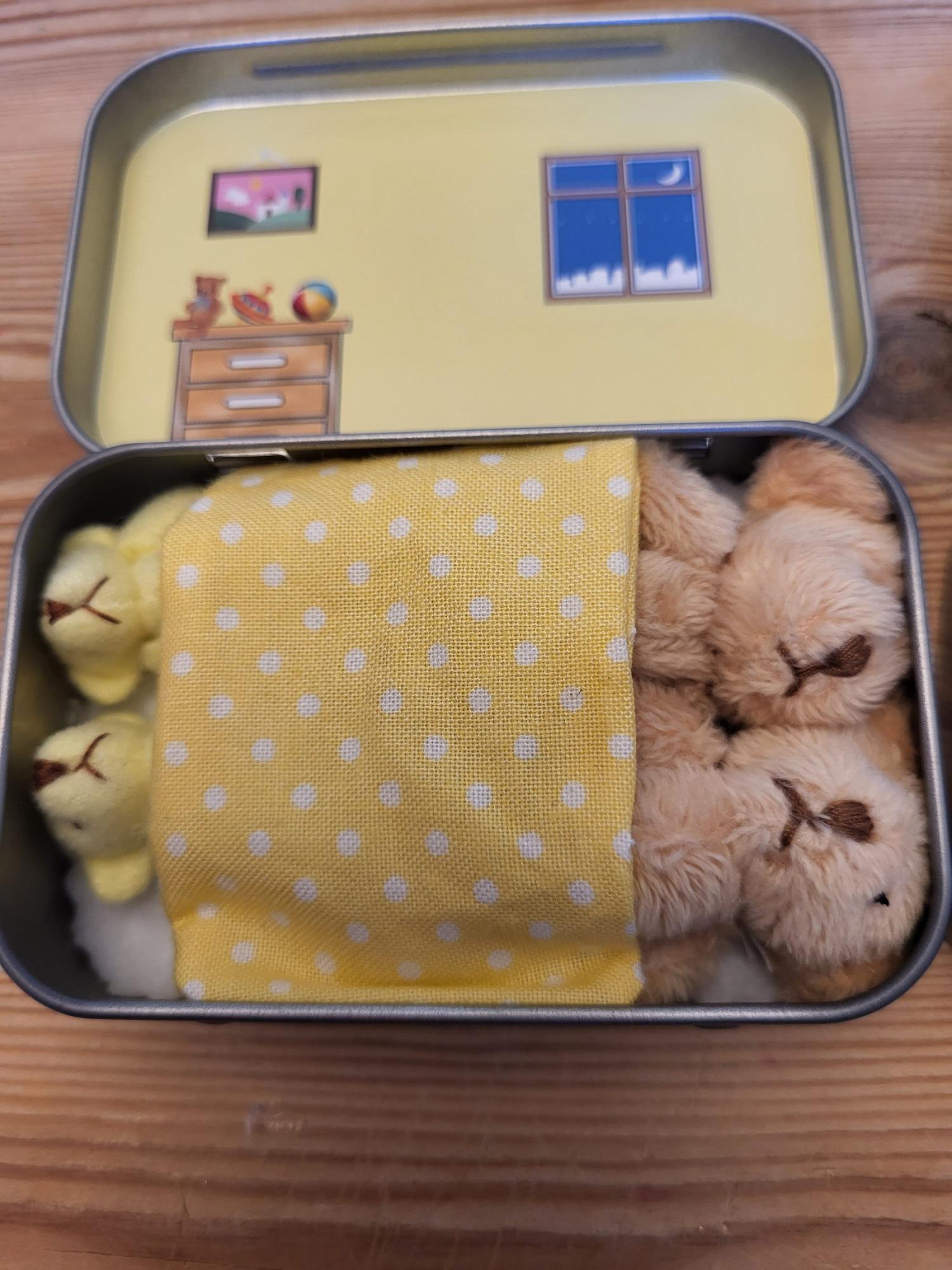 Teddy family mini tin,tiny teddy family,all inclusive family,choose mummy bear,daddy bear,him her teddy,gender neutral,keepsake gift