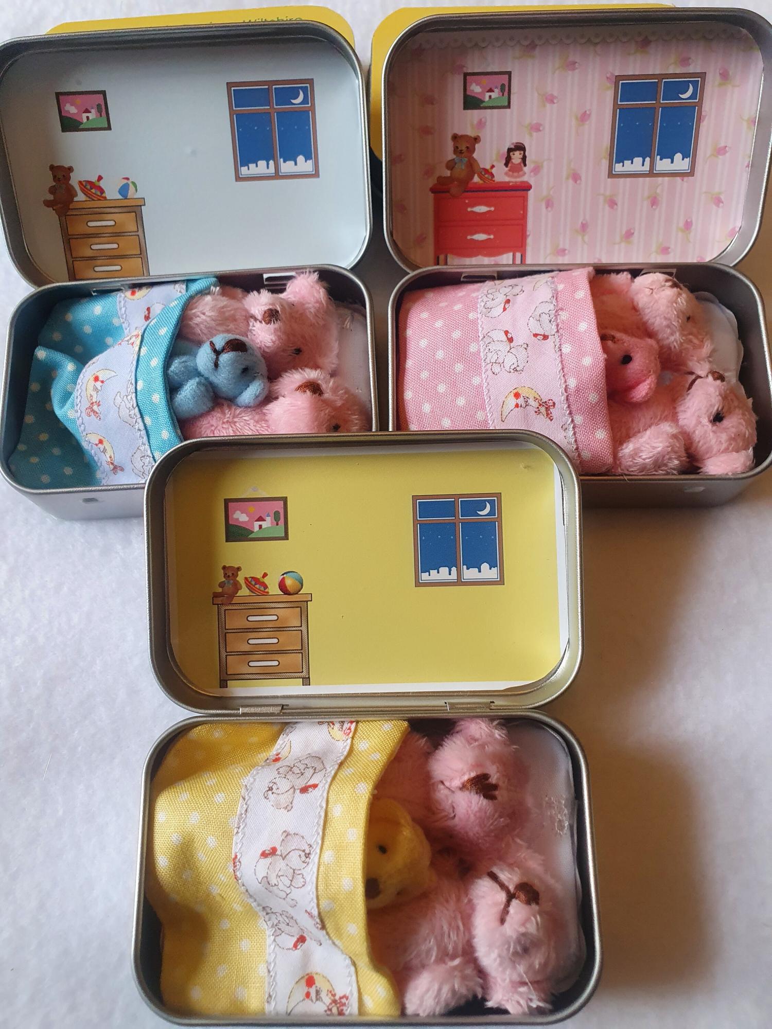 Teddy family mini tin,tiny teddy family,all inclusive family,choose mummy bear,daddy bear,him her teddy,gender neutral,keepsake gift