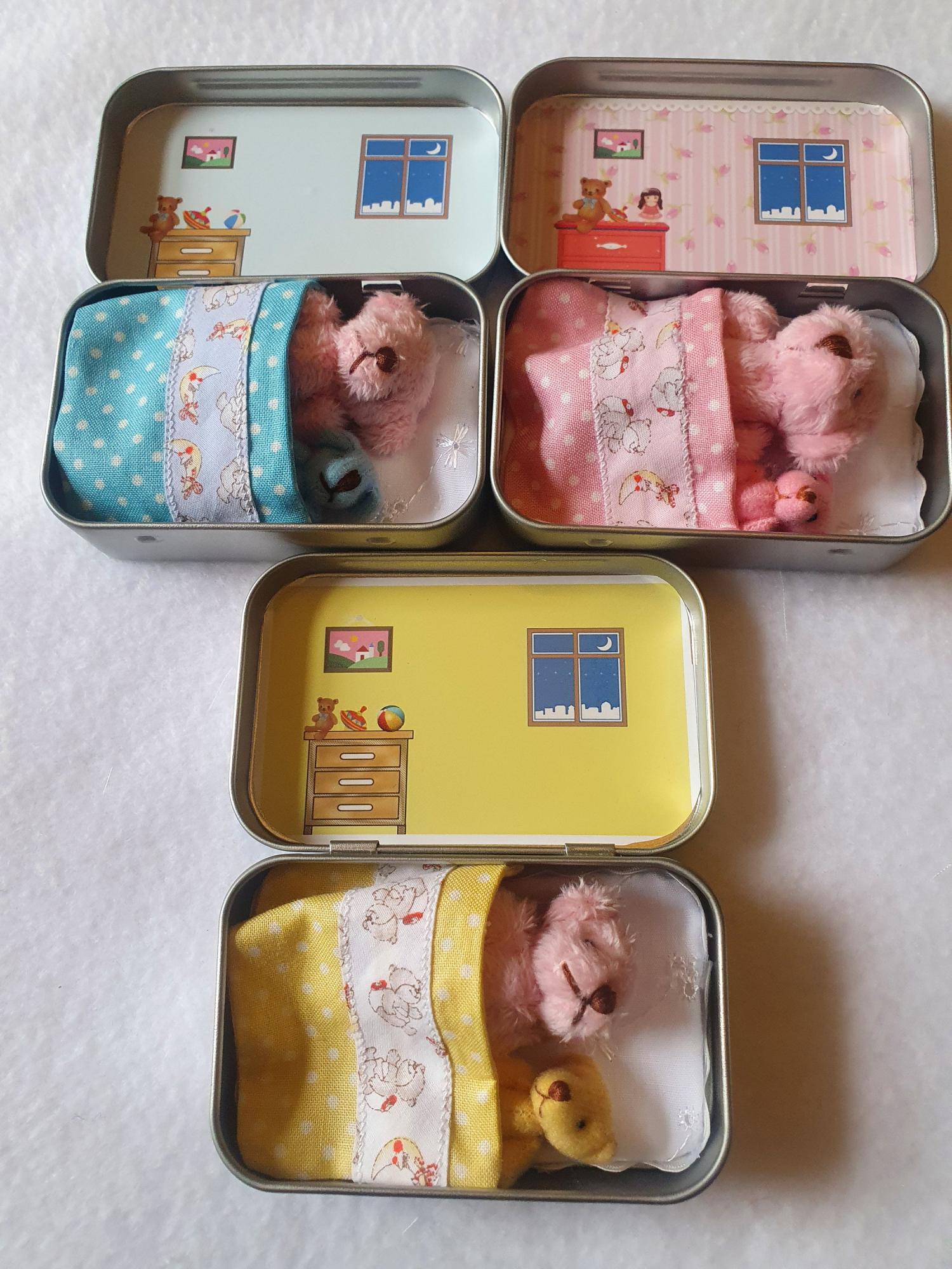 Teddy family mini tin,tiny teddy family,all inclusive family,choose mummy bear,daddy bear,him her teddy,gender neutral,keepsake gift