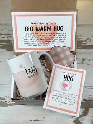 Sending You a Hug in a Mug Gift Set - Encouragement, Anxiety Relief, Love, Friendship, Inspirational Package for Her
