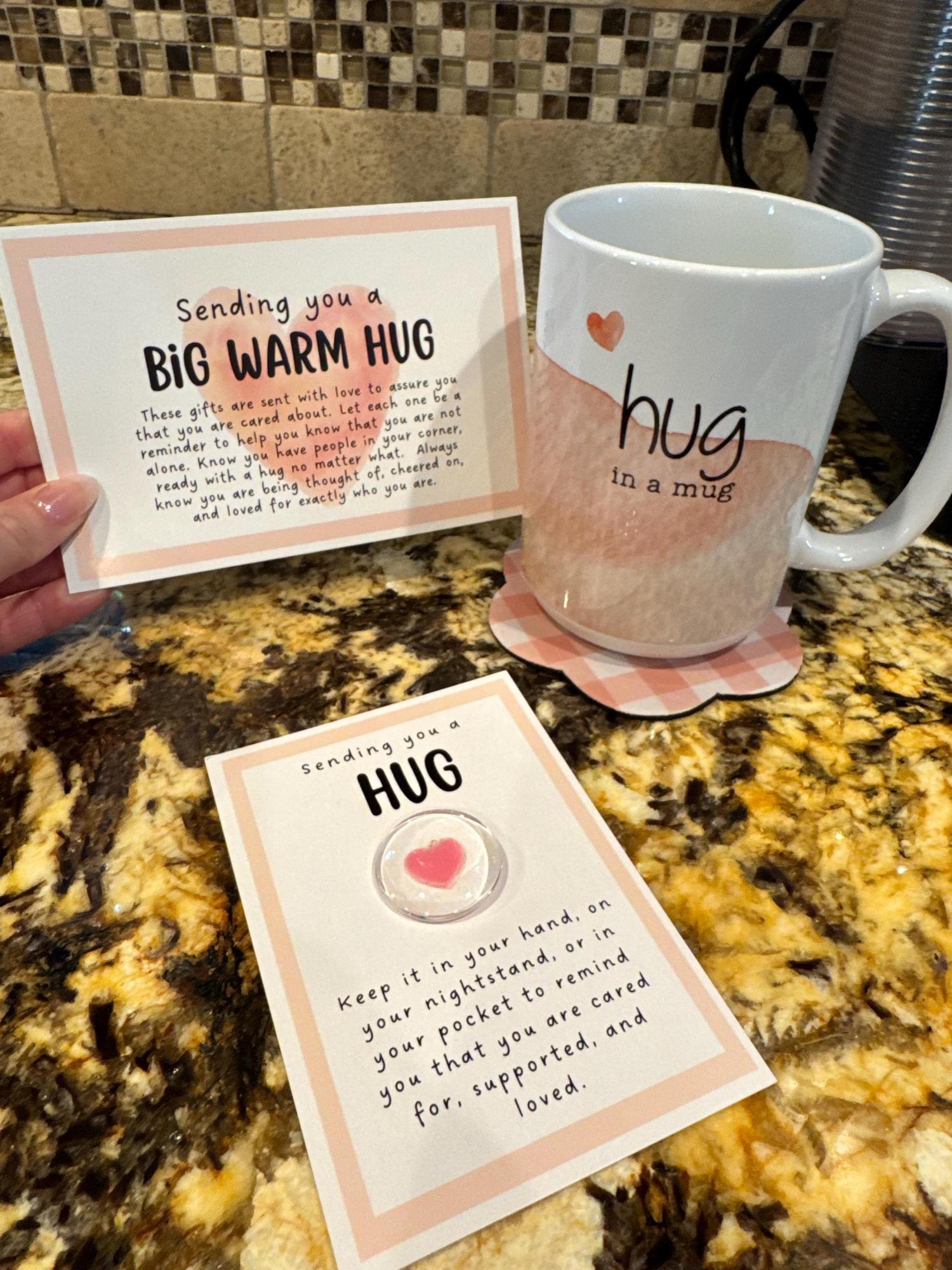 Sending You a Hug in a Mug Gift Set - Encouragement, Anxiety Relief, Love, Friendship, Inspirational Package for Her