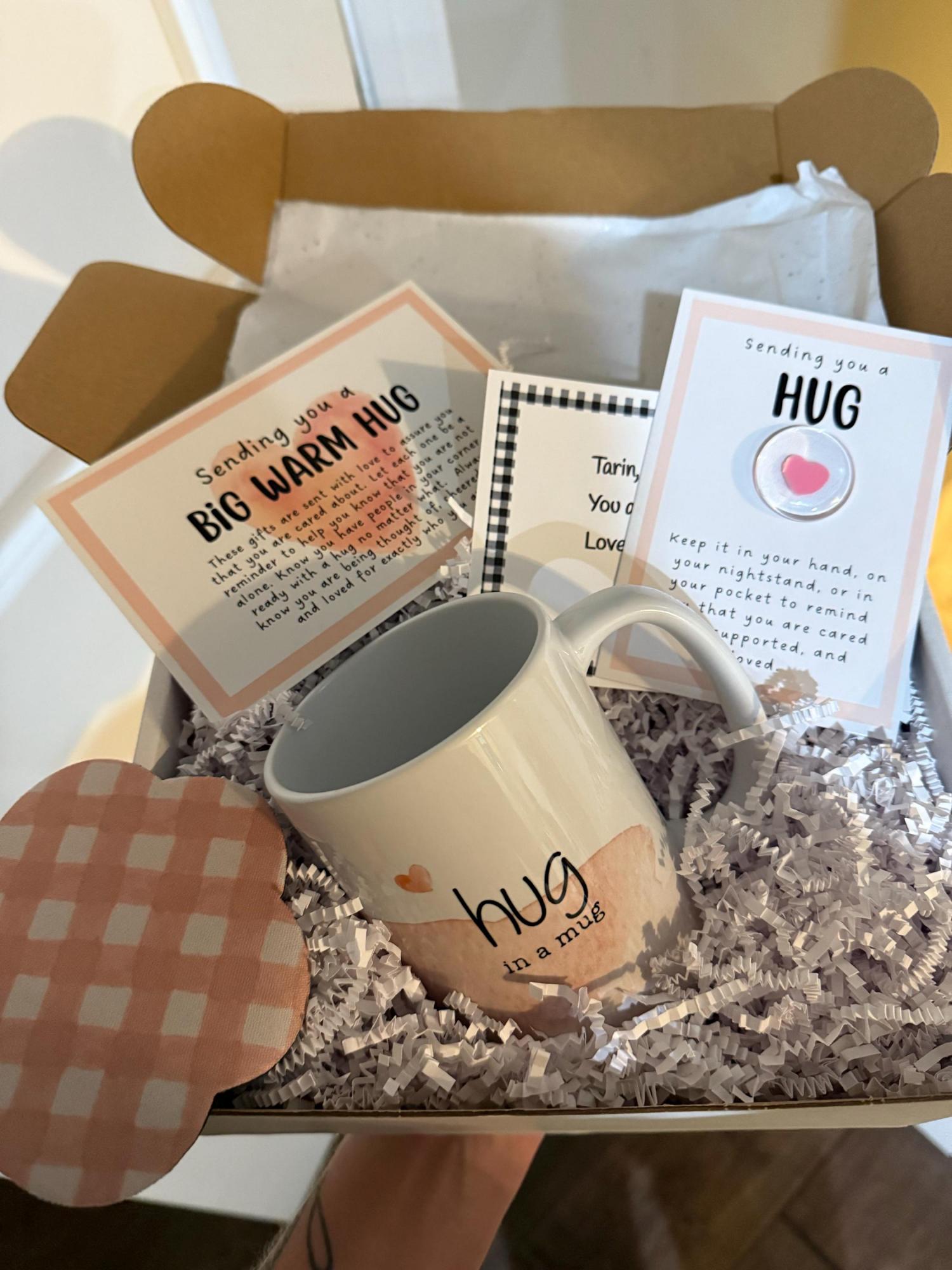 Sending You a Hug in a Mug Gift Set - Encouragement, Anxiety Relief, Love, Friendship, Inspirational Package for Her