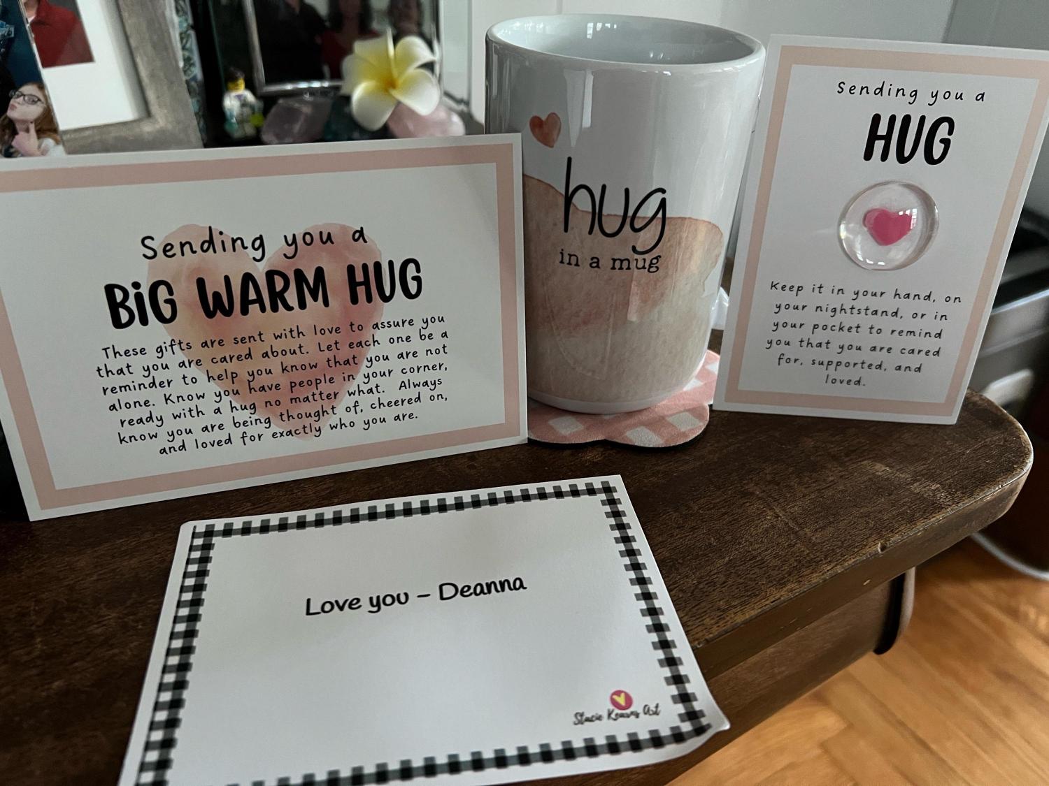 Sending You a Hug in a Mug Gift Set - Encouragement, Anxiety Relief, Love, Friendship, Inspirational Package for Her