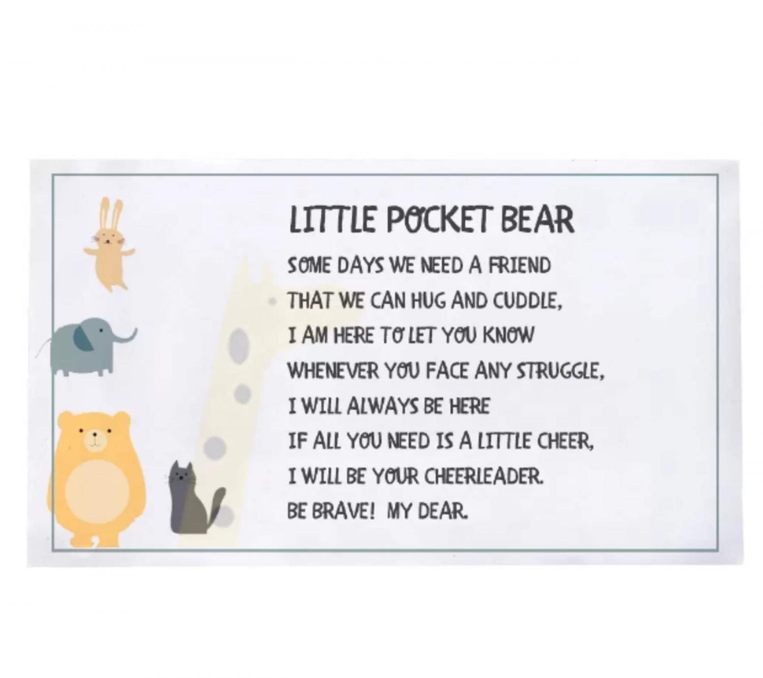 Pocket Hug, Pocket Bear, Personalized Little Pocket Bear, Encouragement Gift for Friend, Anxiety Depression Uplifting Gifts, Cancer Patients