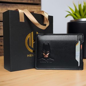 Bat ID Wallet - Leather Wallet With Super Hero Mask - wallet for him valentine's day gift for dad boyfriend husband anniversary birthday