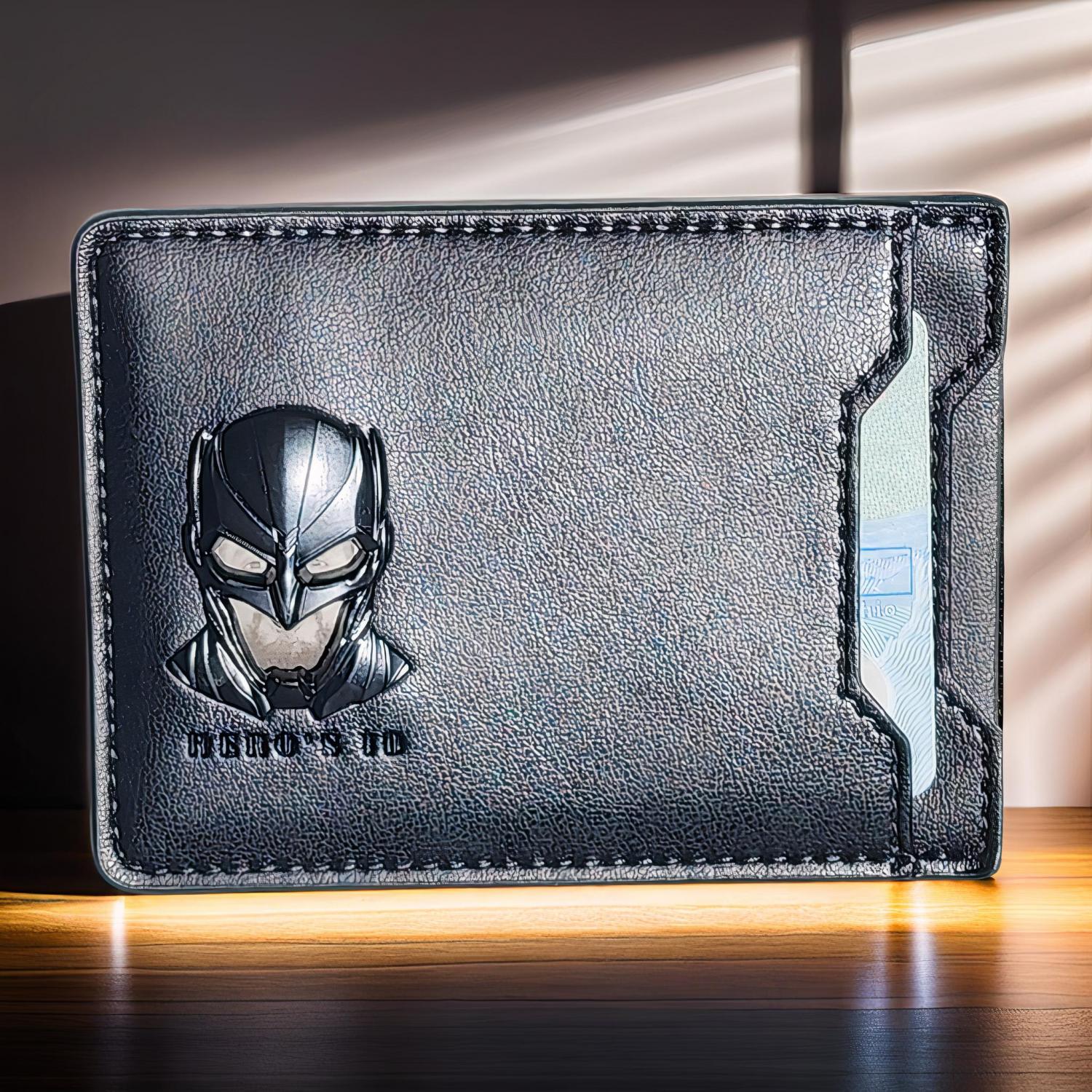 Bat ID Wallet - Leather Wallet With Super Hero Mask - wallet for him valentine's day gift for dad boyfriend husband anniversary birthday