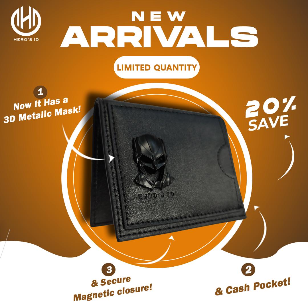 Bat ID Wallet - Leather Wallet With Super Hero Mask - wallet for him valentine's day gift for dad boyfriend husband anniversary birthday