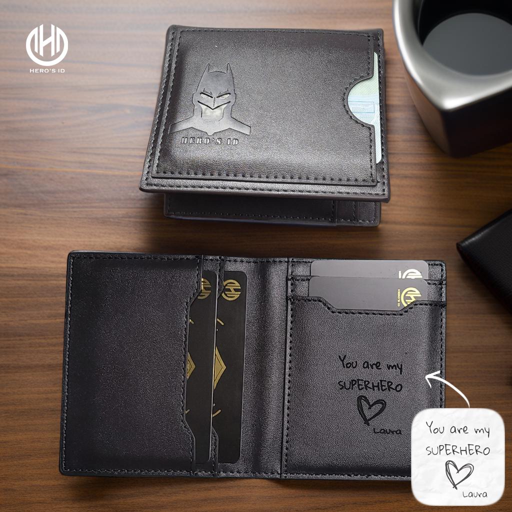 Bat ID Wallet - Leather Wallet With Super Hero Mask - wallet for him valentine's day gift for dad boyfriend husband anniversary birthday