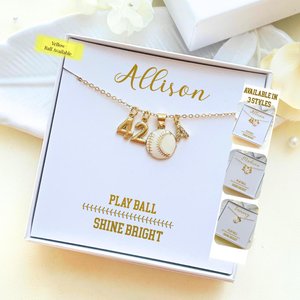 Softball Number Necklace ,  Custom  Initial Necklace,  personalize ball Player Gift