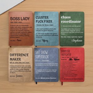 Funny Definition Notebook, Exchange Gifts, Gag Gift For Women, Men, Coworker, Boss, Personalized Leather Journal, Christmas Gifts for Her