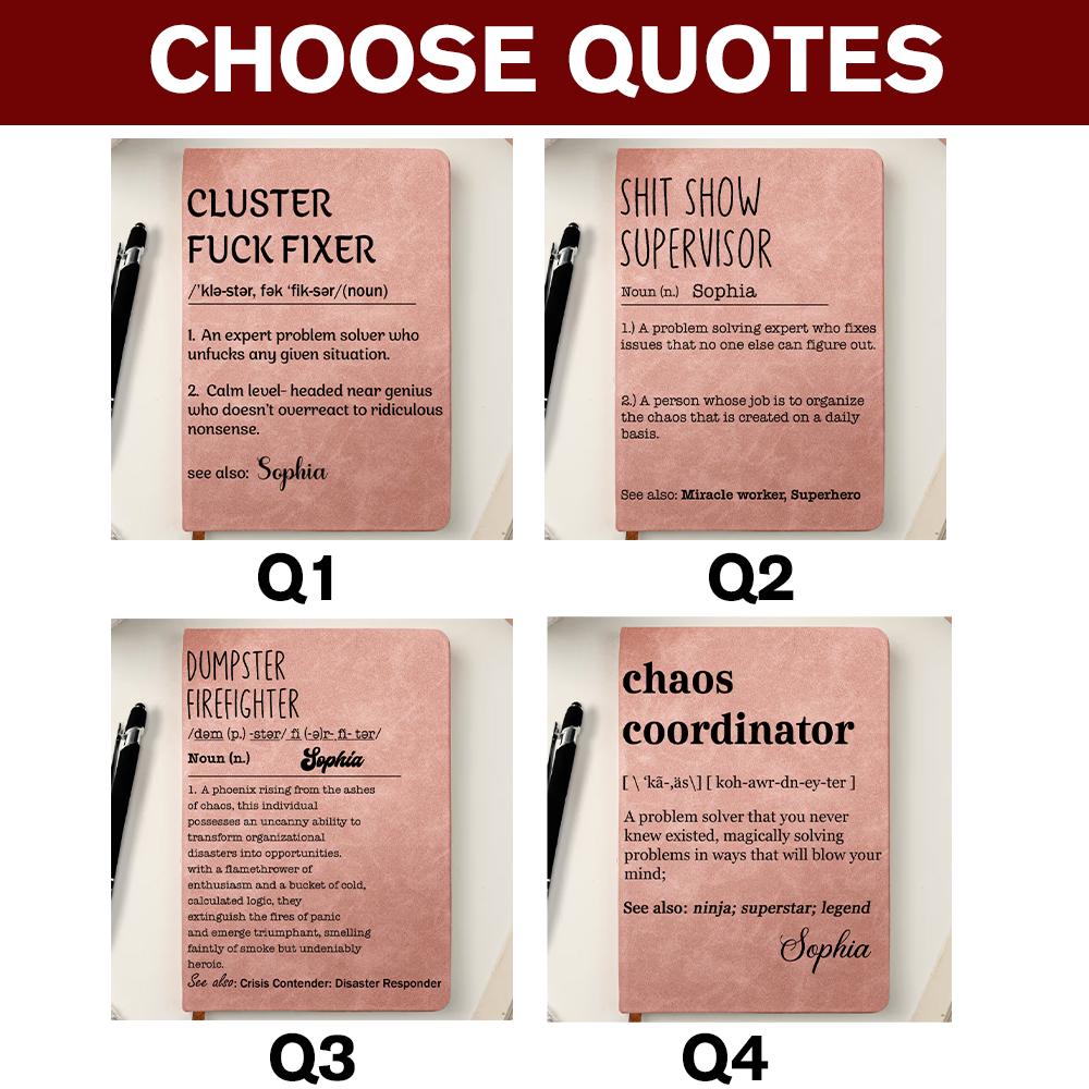 Funny Definition Notebook, Exchange Gifts, Gag Gift For Women, Men, Coworker, Boss, Personalized Leather Journal, Christmas Gifts for Her