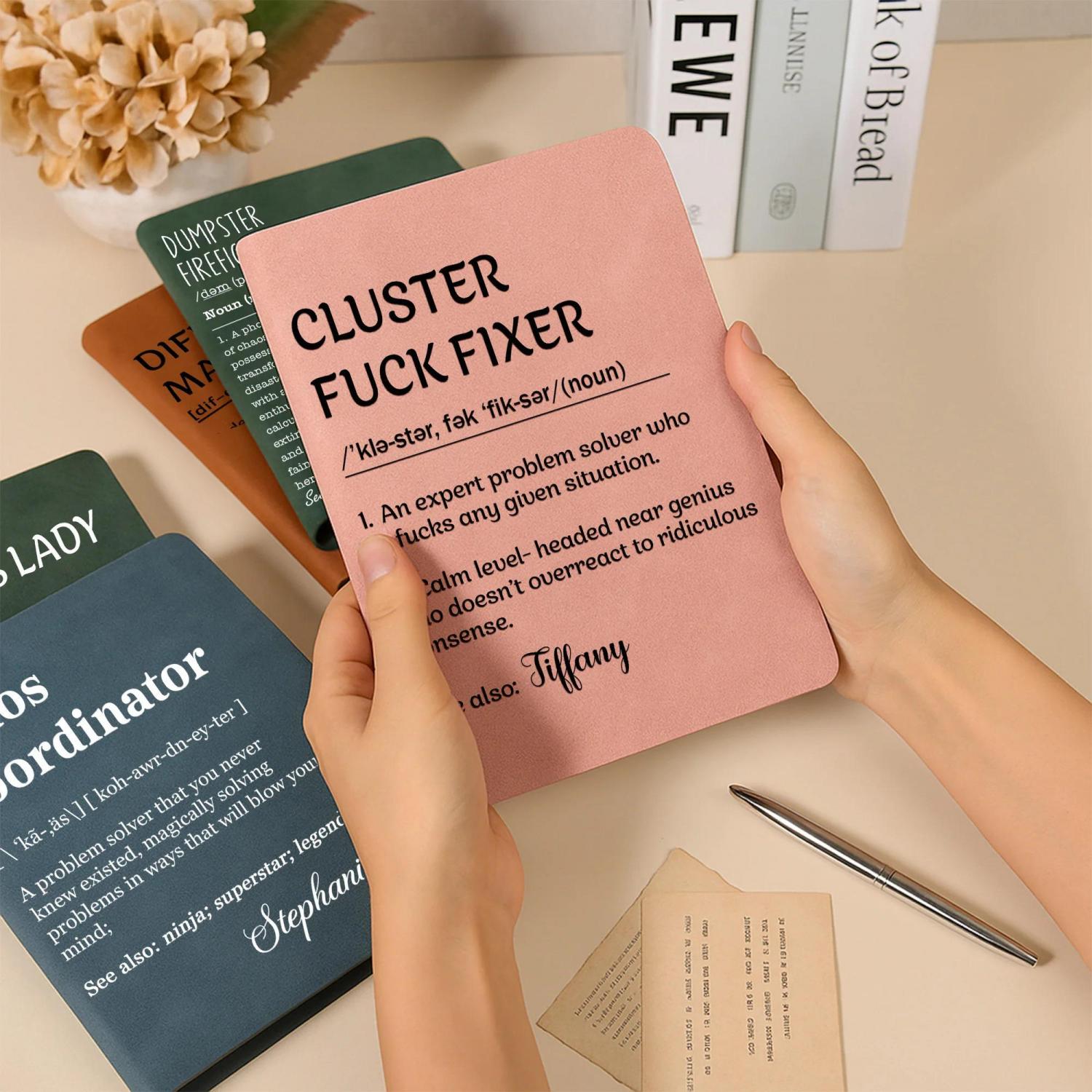 Funny Definition Notebook, Exchange Gifts, Gag Gift For Women, Men, Coworker, Boss, Personalized Leather Journal, Christmas Gifts for Her