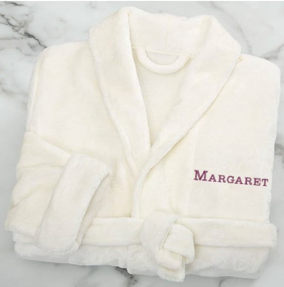 Classic Embroidered Short Fleece Robe, Gifts for Her, Mother's Day Gifts, Personalized Robe, Valentines Day Gift, Grandma Gift, Short Robe