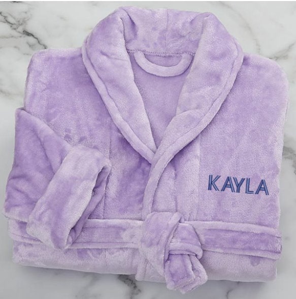Classic Embroidered Short Fleece Robe, Gifts for Her, Mother's Day Gifts, Personalized Robe, Valentines Day Gift, Grandma Gift, Short Robe