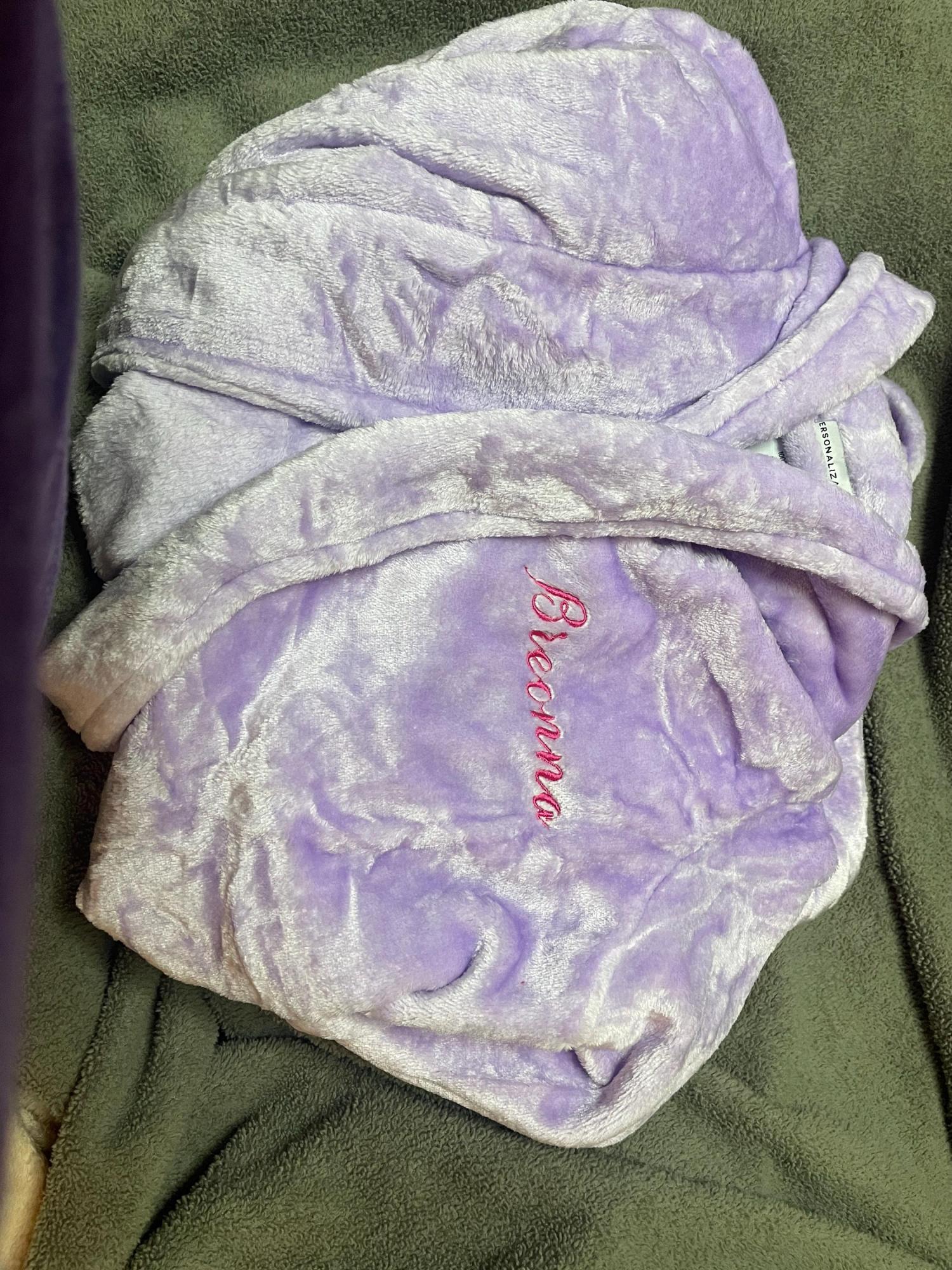 Classic Embroidered Short Fleece Robe, Gifts for Her, Mother's Day Gifts, Personalized Robe, Valentines Day Gift, Grandma Gift, Short Robe