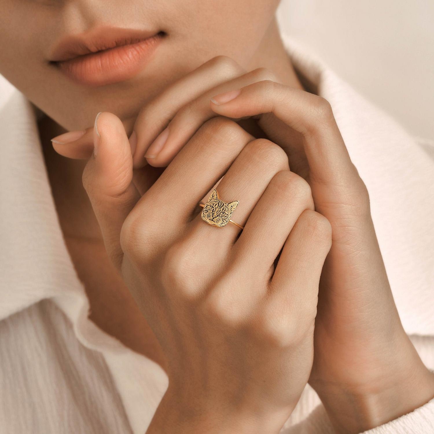 Pet Photo Ring • Custom Pet Portrait Ring • Engraved Dog or Cat Ring • Pet Memorial Jewelry • Personalized Pet Lover Gift • RM58